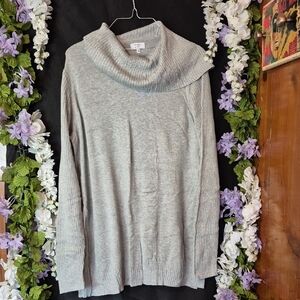 crown & ivy Light Gray Cowl Neck Tunic Sweater